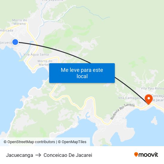 Jacuecanga to Conceicao De Jacarei map