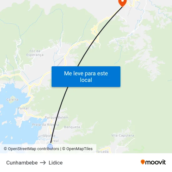 Cunhambebe to Lidice map