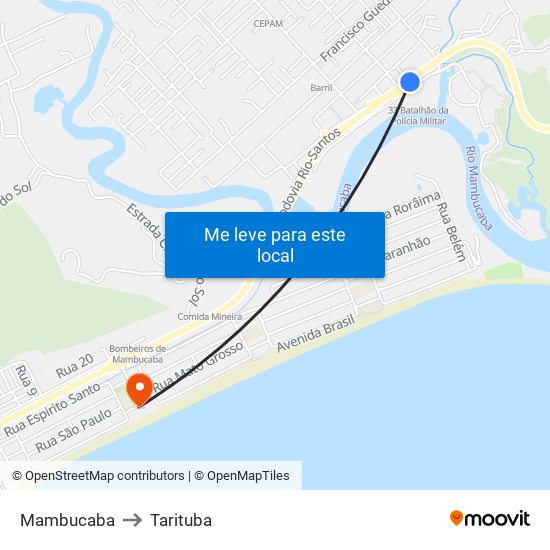 Mambucaba to Tarituba map