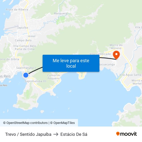Trevo / Sentido Japuíba to Estácio De Sá map