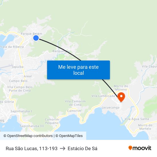 Rua São Lucas, 113-193 to Estácio De Sá map