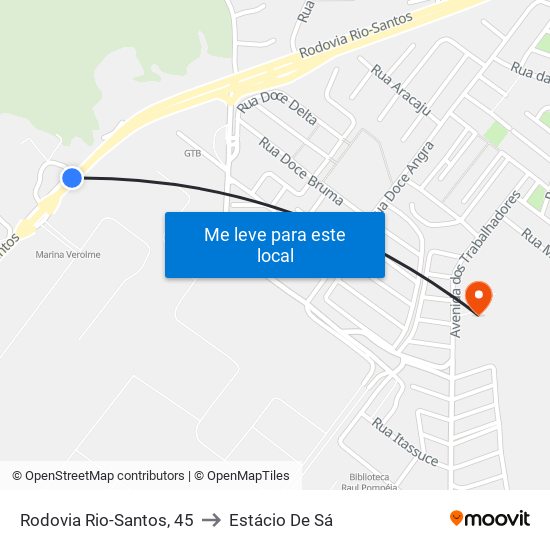 Rodovia Rio-Santos, 45 to Estácio De Sá map