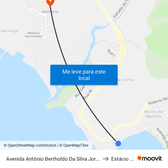 Avenida Antônio Bertholdo Da Silva Jordão, 4932-5208 to Estácio De Sá map