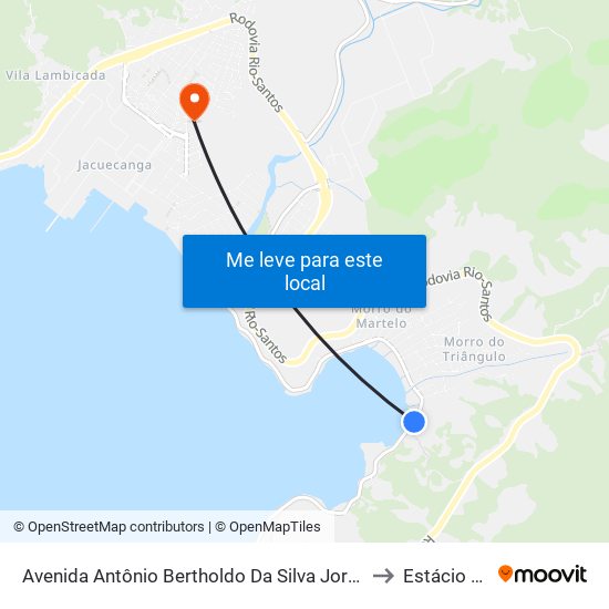 Avenida Antônio Bertholdo Da Silva Jordão, 3616-3650 to Estácio De Sá map