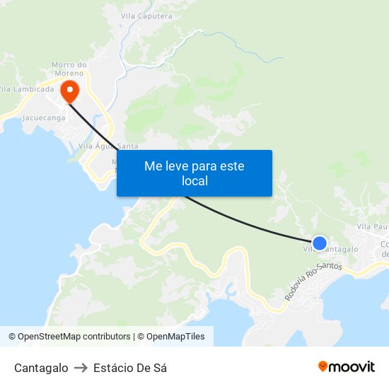 Cantagalo to Estácio De Sá map