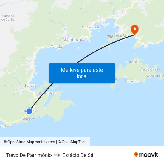 Trevo De Patrimônio to Estácio De Sá map