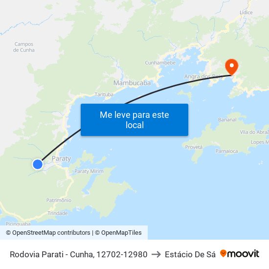 Rodovia Parati - Cunha, 12702-12980 to Estácio De Sá map