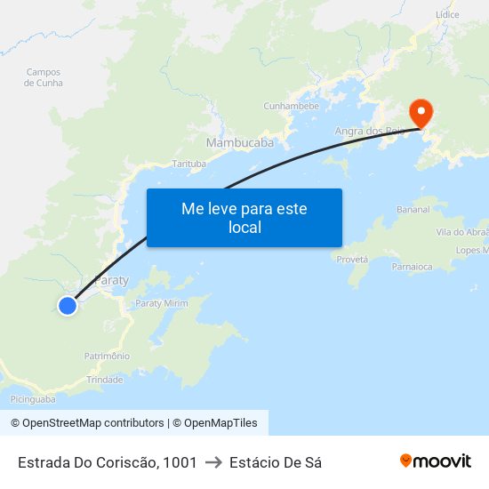 Estrada Do Coriscão, 1001 to Estácio De Sá map