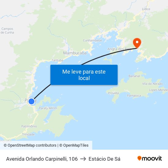 Avenida Orlando Carpinelli, 106 to Estácio De Sá map