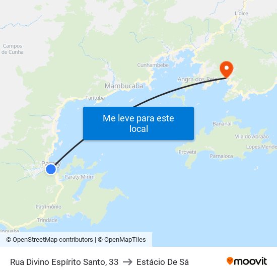 Rua Divino Espírito Santo, 33 to Estácio De Sá map