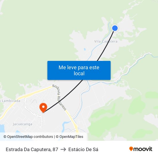 Estrada Da Caputera, 87 to Estácio De Sá map
