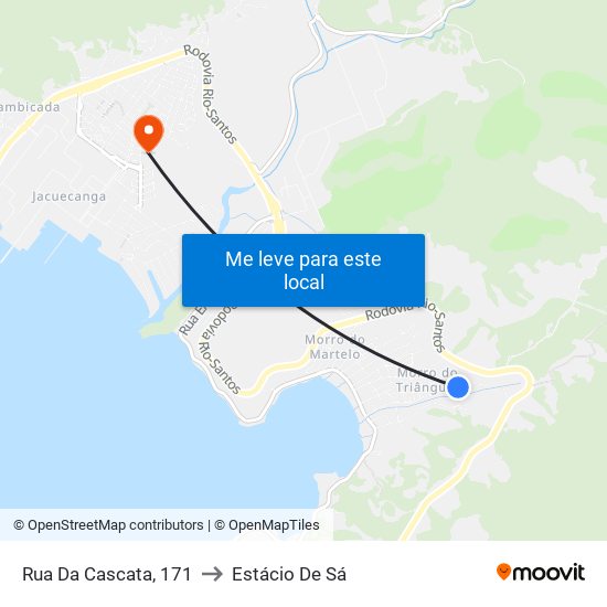 Rua Da Cascata, 171 to Estácio De Sá map