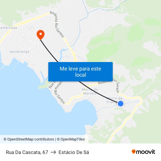 Rua Da Cascata, 67 to Estácio De Sá map