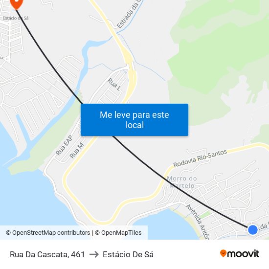 Rua Da Cascata, 461 to Estácio De Sá map
