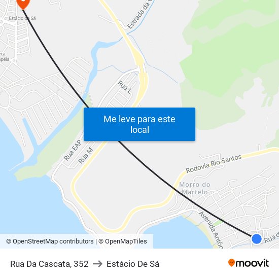 Rua Da Cascata, 352 to Estácio De Sá map