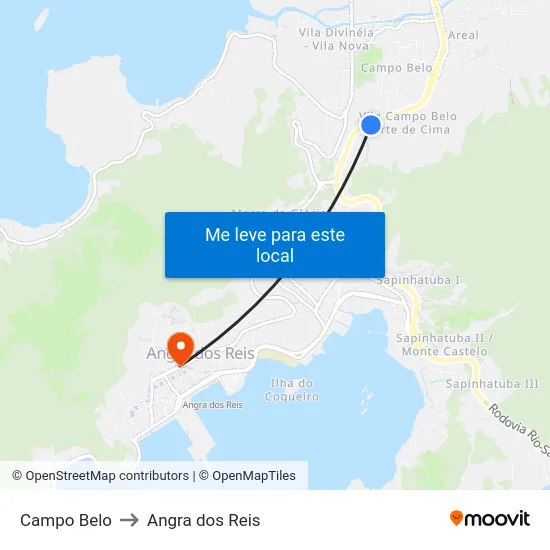 Campo Belo to Angra dos Reis map