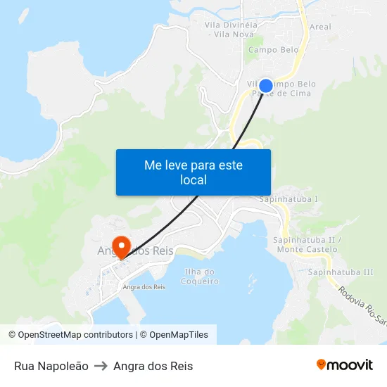 Rua Napoleão to Angra dos Reis map