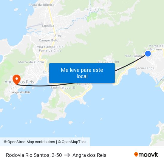 Rodovia Rio Santos, 2-50 to Angra dos Reis map