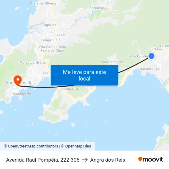 Avenida Raul Pompéia, 222-306 to Angra dos Reis map