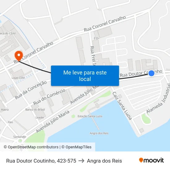 Rua Doutor Coutinho, 423-575 to Angra dos Reis map
