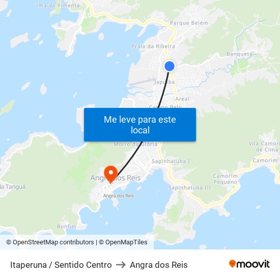 Itaperuna / Sentido Centro to Angra dos Reis map