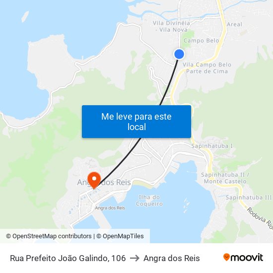 Rua Prefeito João Galindo, 106 to Angra dos Reis map