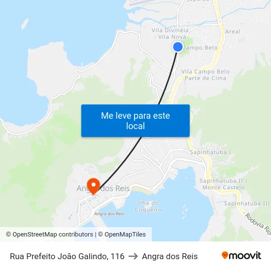 Rua Prefeito João Galindo, 116 to Angra dos Reis map
