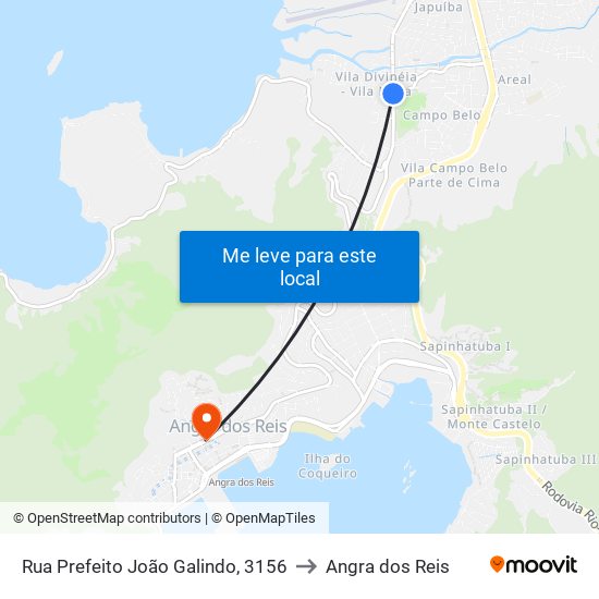 Rua Prefeito João Galindo, 3156 to Angra dos Reis map