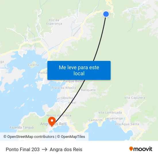 Ponto Final 203 to Angra dos Reis map