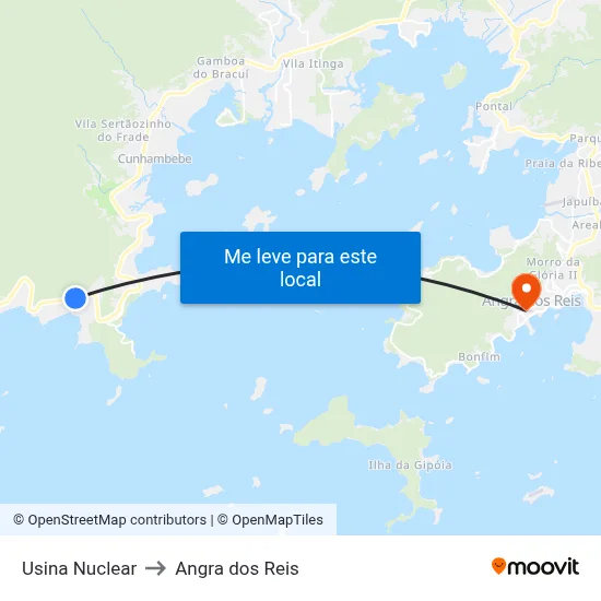 Usina Nuclear to Angra dos Reis map