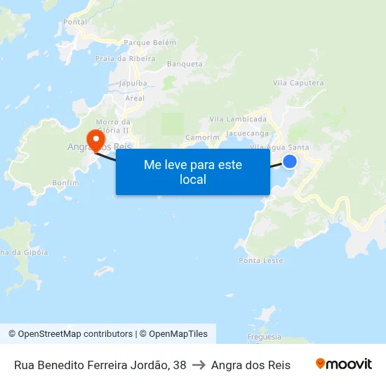 Rua Benedito Ferreira Jordão, 38 to Angra dos Reis map