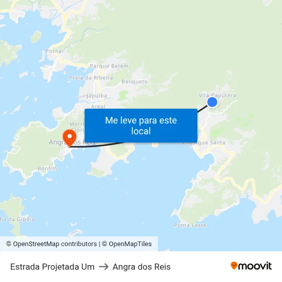 Estrada Projetada Um to Angra dos Reis map