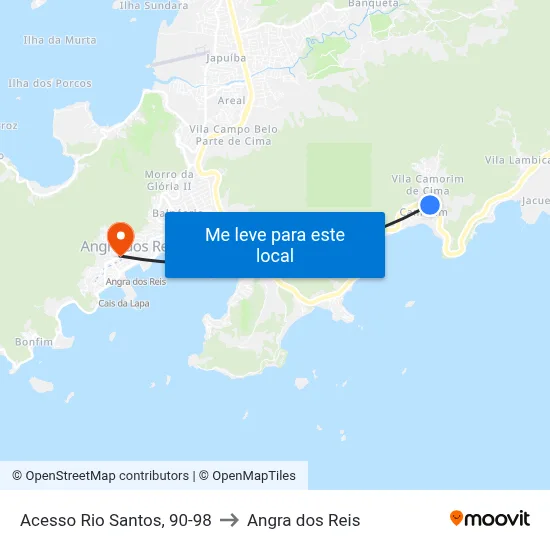 Acesso Rio Santos, 90-98 to Angra dos Reis map