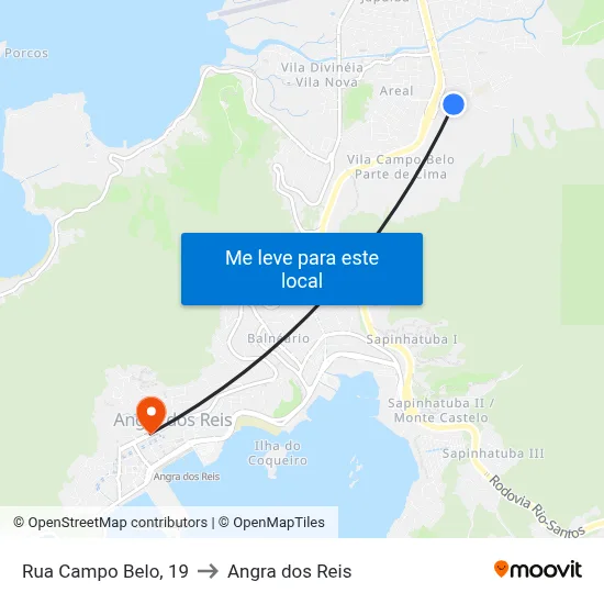 Rua Campo Belo, 19 to Angra dos Reis map