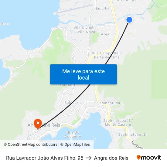 Rua Lavrador João Alves Filho, 95 to Angra dos Reis map