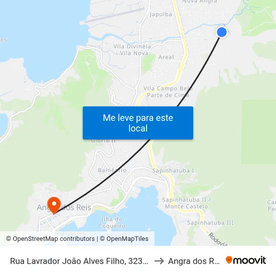 Rua Lavrador João Alves Filho, 323-413 to Angra dos Reis map