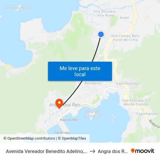 Avenida Vereador Benedito Adelino, 275 to Angra dos Reis map