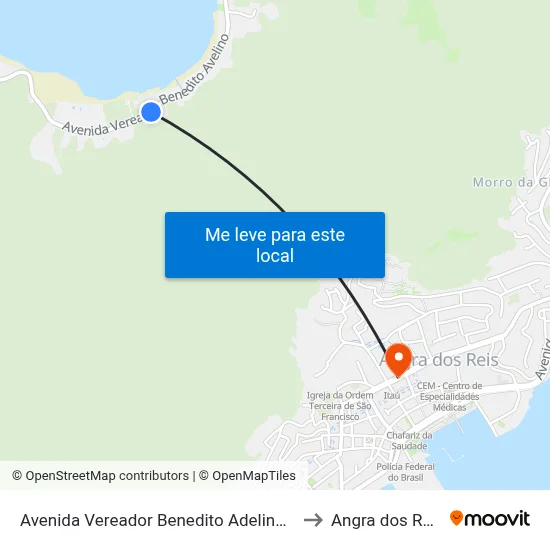 Avenida Vereador Benedito Adelino, 7 to Angra dos Reis map