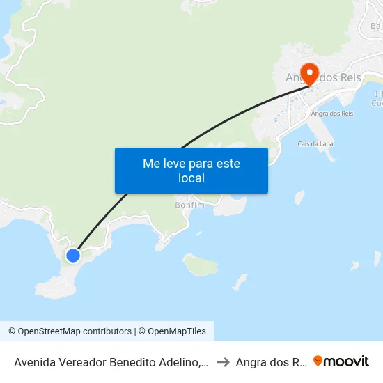 Avenida Vereador Benedito Adelino, 3333 to Angra dos Reis map