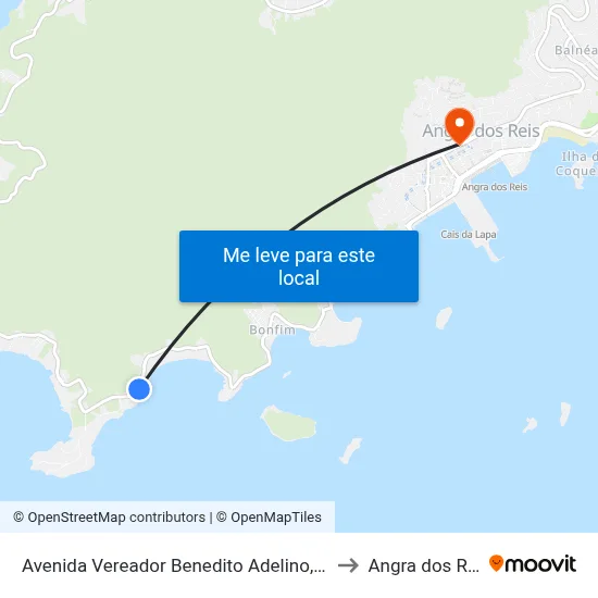 Avenida Vereador Benedito Adelino, 2900 to Angra dos Reis map