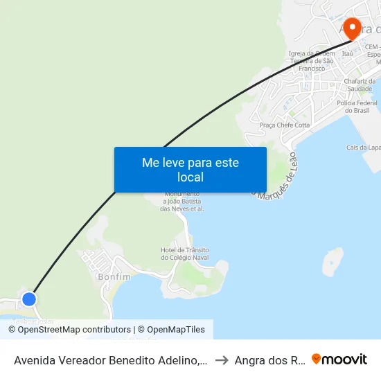 Avenida Vereador Benedito Adelino, 1393 to Angra dos Reis map