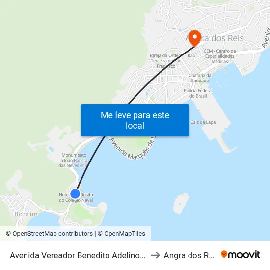 Avenida Vereador Benedito Adelino, 12 to Angra dos Reis map