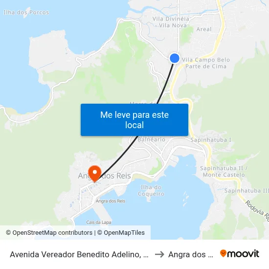 Avenida Vereador Benedito Adelino, 216-292 to Angra dos Reis map