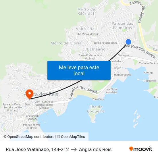 Rua José Watanabe, 144-212 to Angra dos Reis map