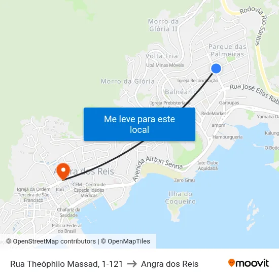 Rua Theóphilo Massad, 1-121 to Angra dos Reis map