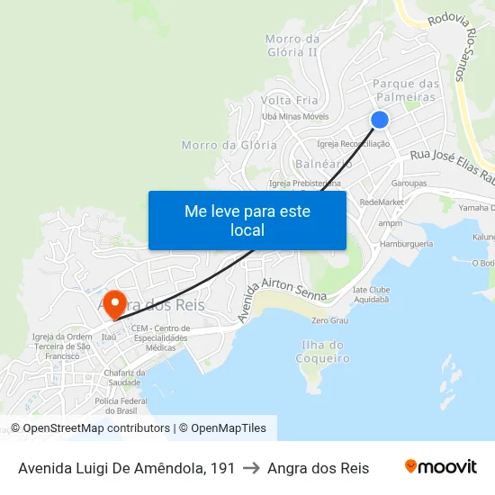 Avenida Luigi De Amêndola, 191 to Angra dos Reis map