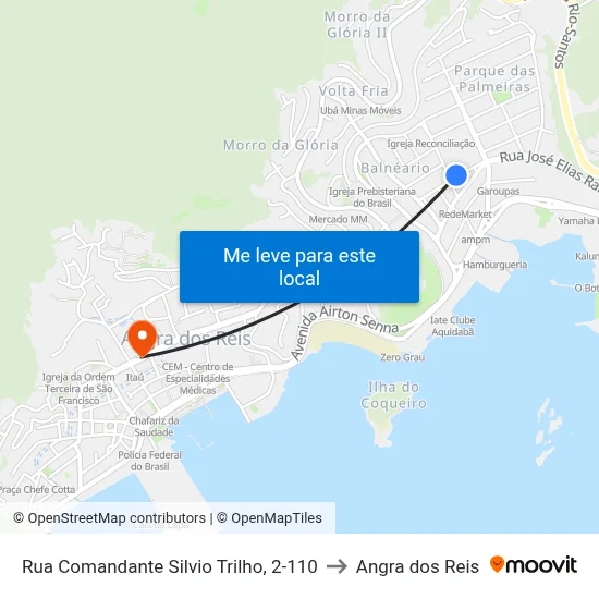 Rua Comandante Silvio Trilho, 2-110 to Angra dos Reis map