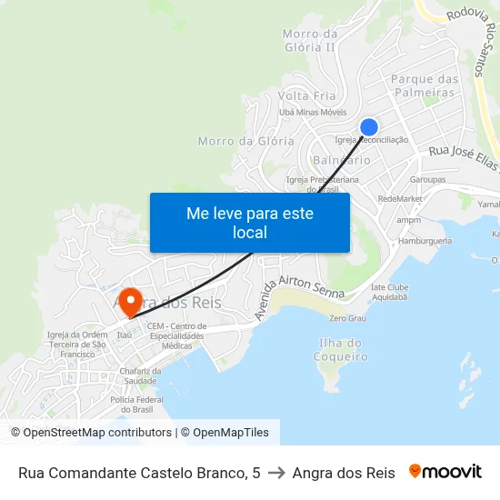 Rua Comandante Castelo Branco, 5 to Angra dos Reis map