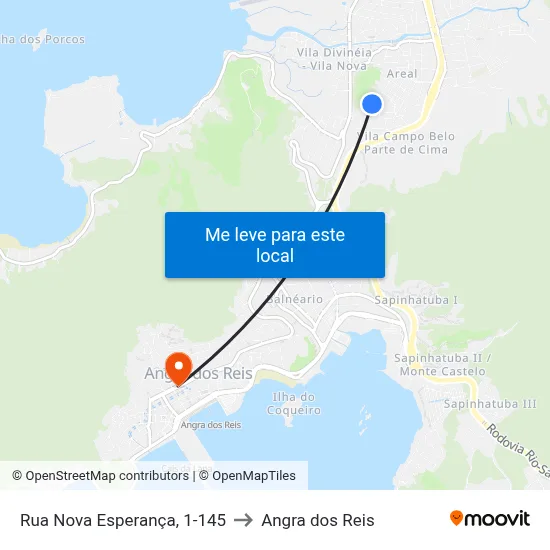 Rua Nova Esperança, 1-145 to Angra dos Reis map