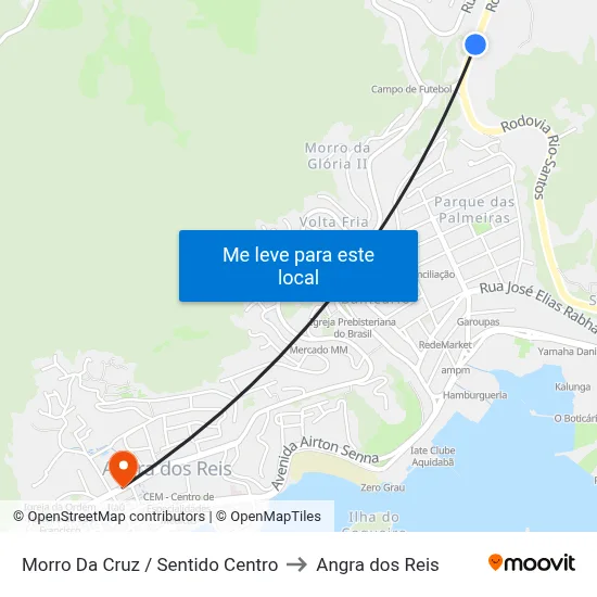 Morro Da Cruz / Sentido Centro to Angra dos Reis map